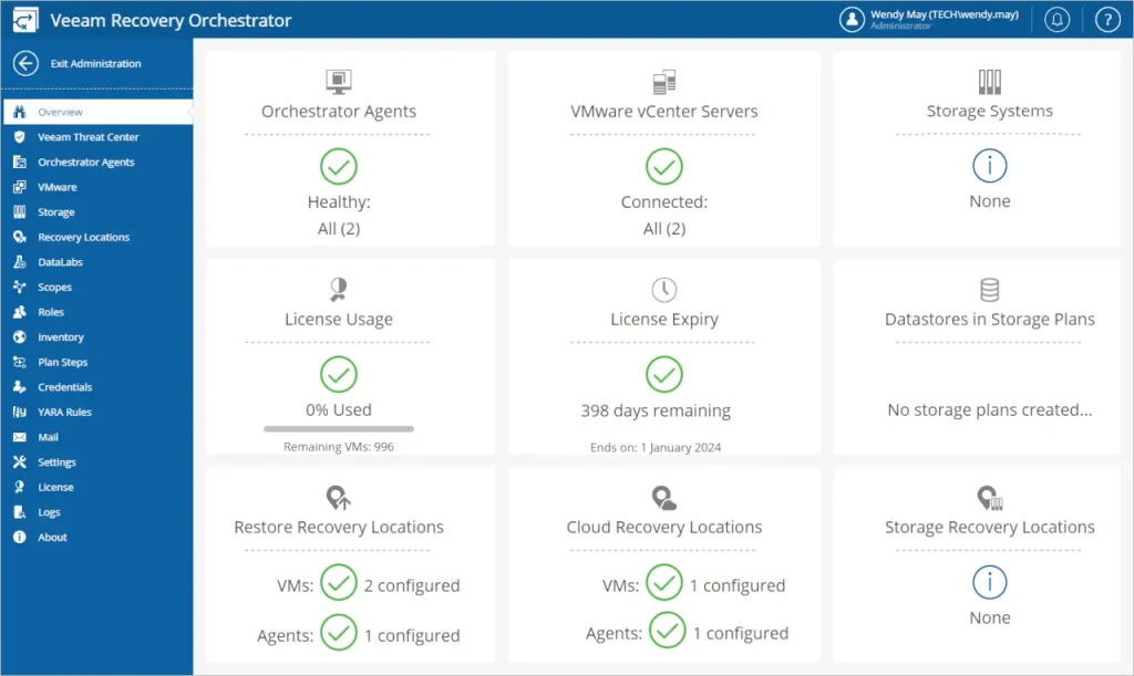 Veeam Data Platform Veeam Recovery Orchestrator Dashboard