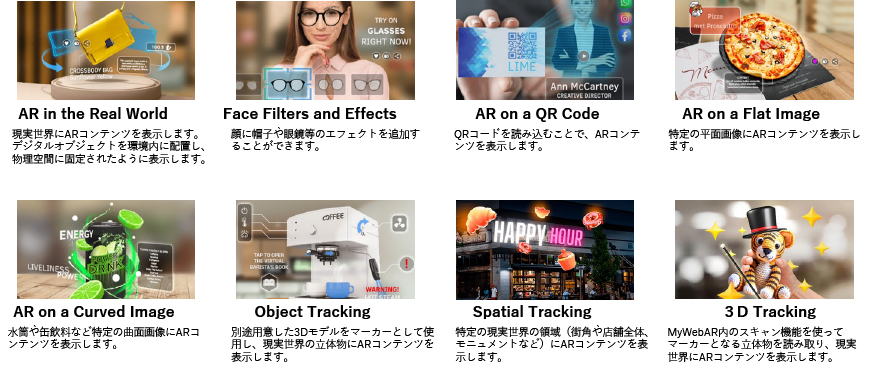 MyWebARで利用できる8種類のARタイプ